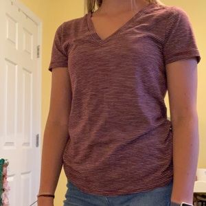 Striped Burgundy V-Neck Shirt